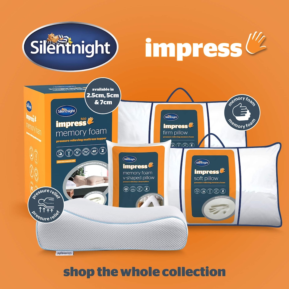 image 1 of Silentnight Impress Memory Foam Mattress Topper, 7cm Deep