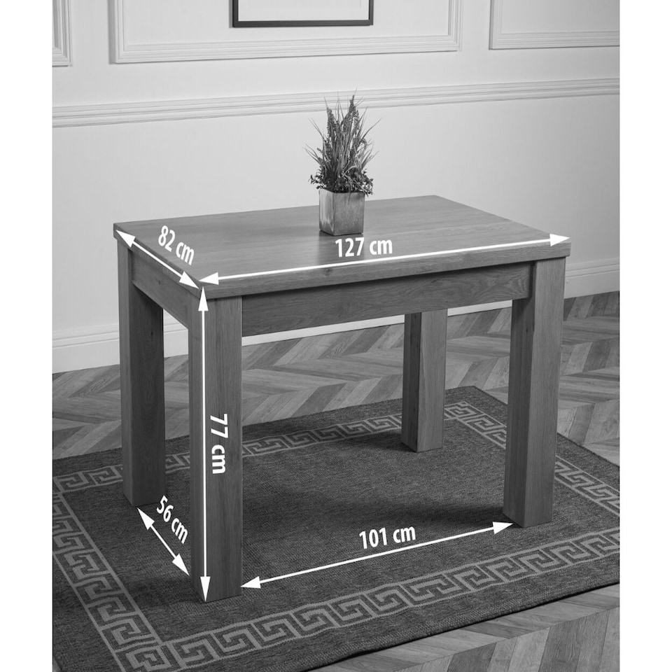 image 1 of Dakot 127cm Chunky Small Solid Oak Dining Table | Brown | Light Oak