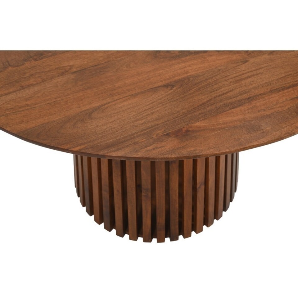 image 1 of Slatted 4 to 6 Seater Round Dining Table - Mango Wood - L120 x W120 x H76 cm | Multi