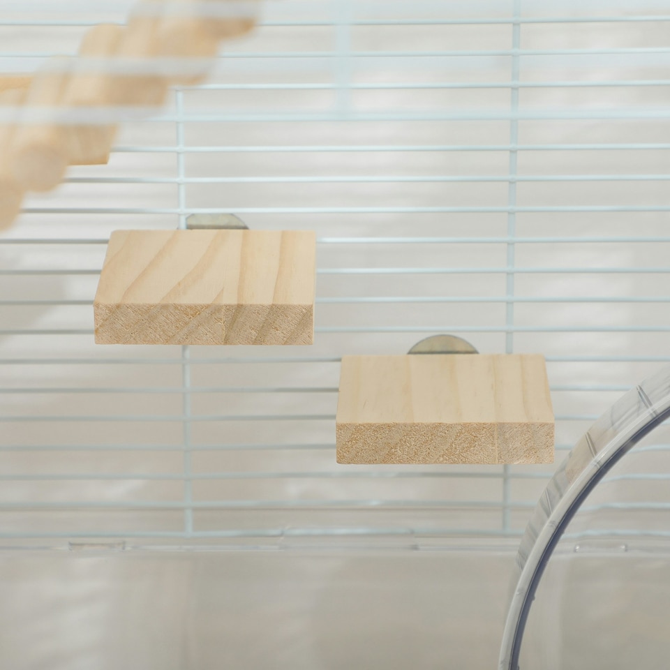 image 1 of PawHut Hamster Cage, Gerbil Cage w/ Deep Bottom, Wooden Ramp, Exercise Wheel
