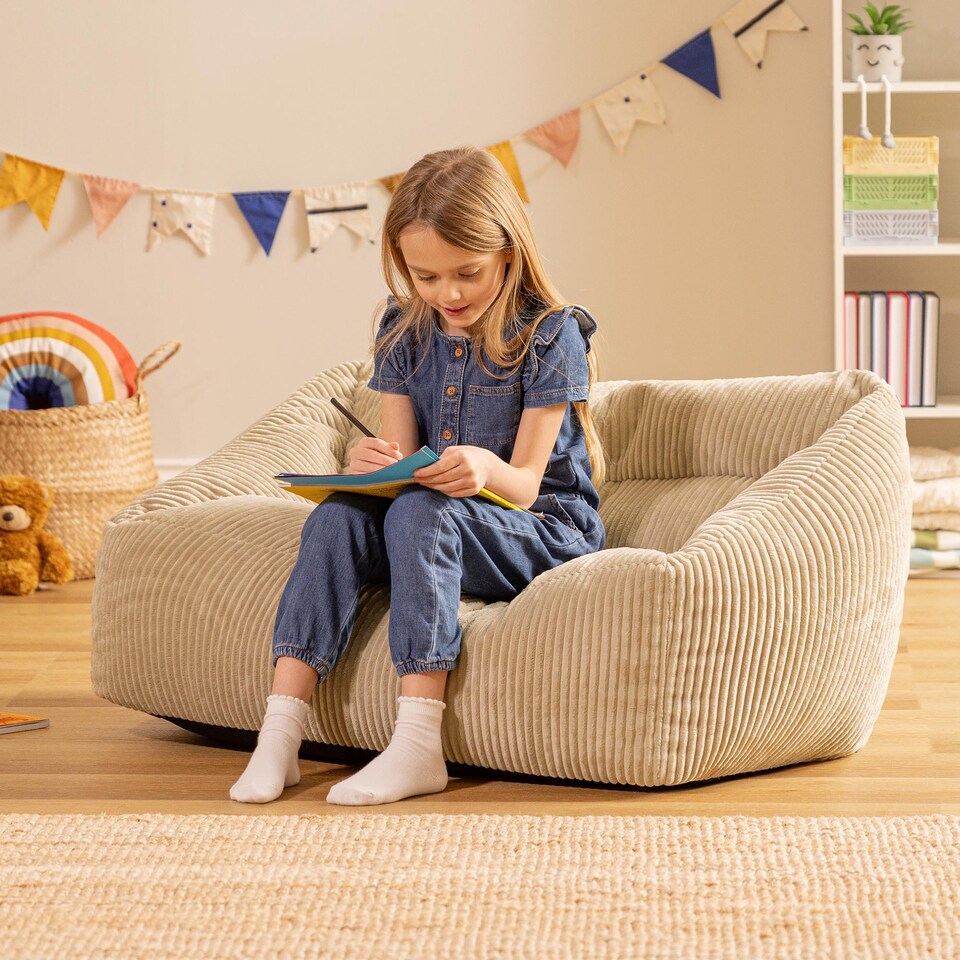 image 1 of icon Kids Cecila Jumbo Cord Sofa Bean Bag, Stone