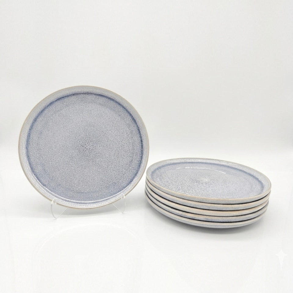 image 1 of Reactive Ash Blue Glaze Dinnerware Dinner Plate 4pc Set 26.5cm