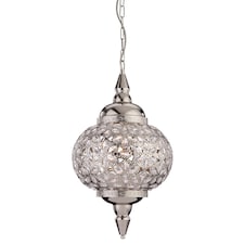 Taj 1 Light Ceiling Pendant Chrome, Clear Acrylic, E27