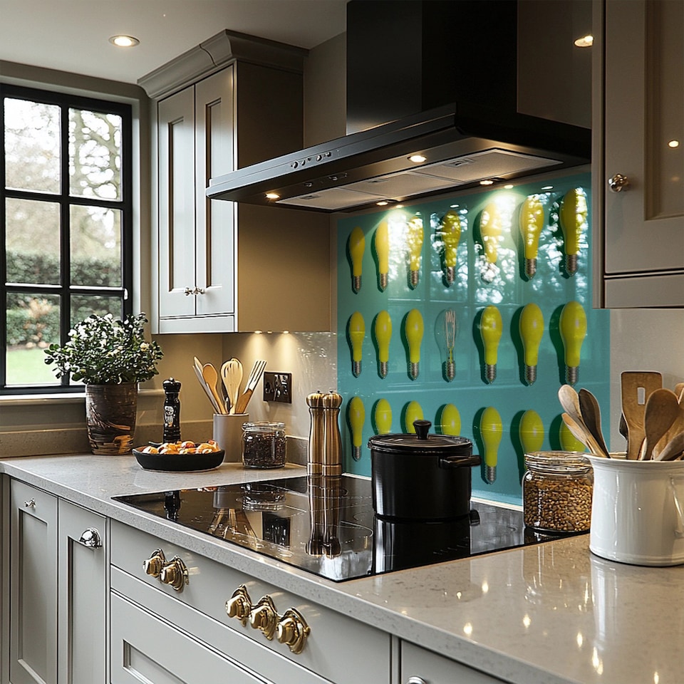 image 1 of Yellow Bulbs Splash Back | White