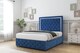 image 2 of Sloomy Sofia Chrome Navy Plush Divan Bed With Mattress No Drawers With 54" Floor Standing Headboard & 12" Matching Footboard 4' Small Double | Blue | Navy | Small Double | 1