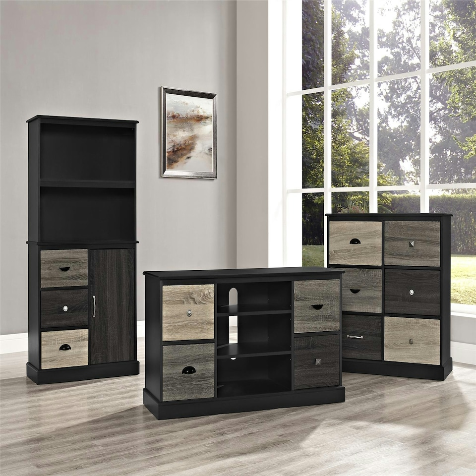image 1 of Mercer TV-console with Drawers Multicolour 1739196PCOMUK Black | Black