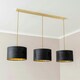 image 1 of ValueLights Reni Black Velvet & Gold Shade 3 Drop Bar Gold Diner Ceiling Light and LED Bulbs Gold