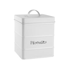 Harbour Housewares Vintage Metal Kitchen Biscuit Tin - White