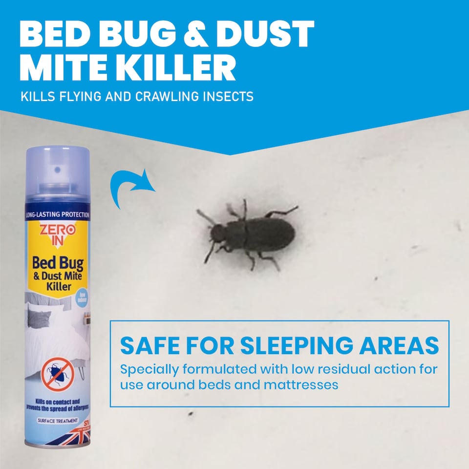 image 1 of Zero In Bed Bug and Dust Mite Killer Spray Household Pest Control 300ml