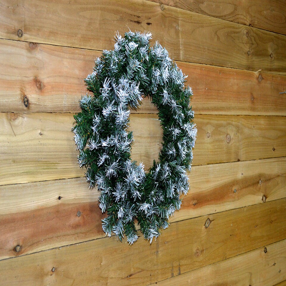 image 1 of 55cm Premier Christmas Snow Tipped Green Pine PVC Door Wreath