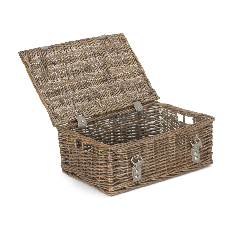image 1 of Wicker Antique Wash Unlined 35cm Empty Hamper Basket Brown | Brown | One Size