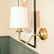 image 3 of ValueLights Memphis Traditional Antique Brass Wall Light Fitting with a Fabric Lampshade - Bulb Included