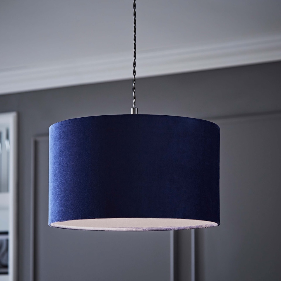 image 1 of ValueLights Reni Medium Navy Velvet Pendant Shade | Blue
