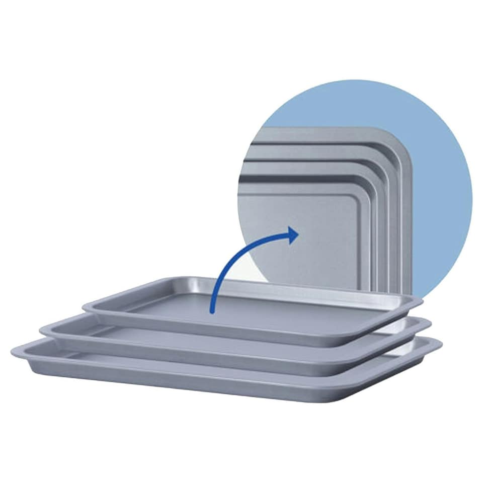 image 1 of Set of 3 (1 x 35, 1 x 31 & 1 x 28cm) Non-Stick Baking Oven Trays
