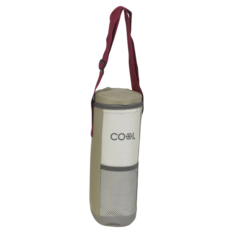 image 1 of 1.5L Insulated Cooler Bottle Bag Zip Carrier Shoulder Strap Drinks Picnic Hiking | Multi | Kahki