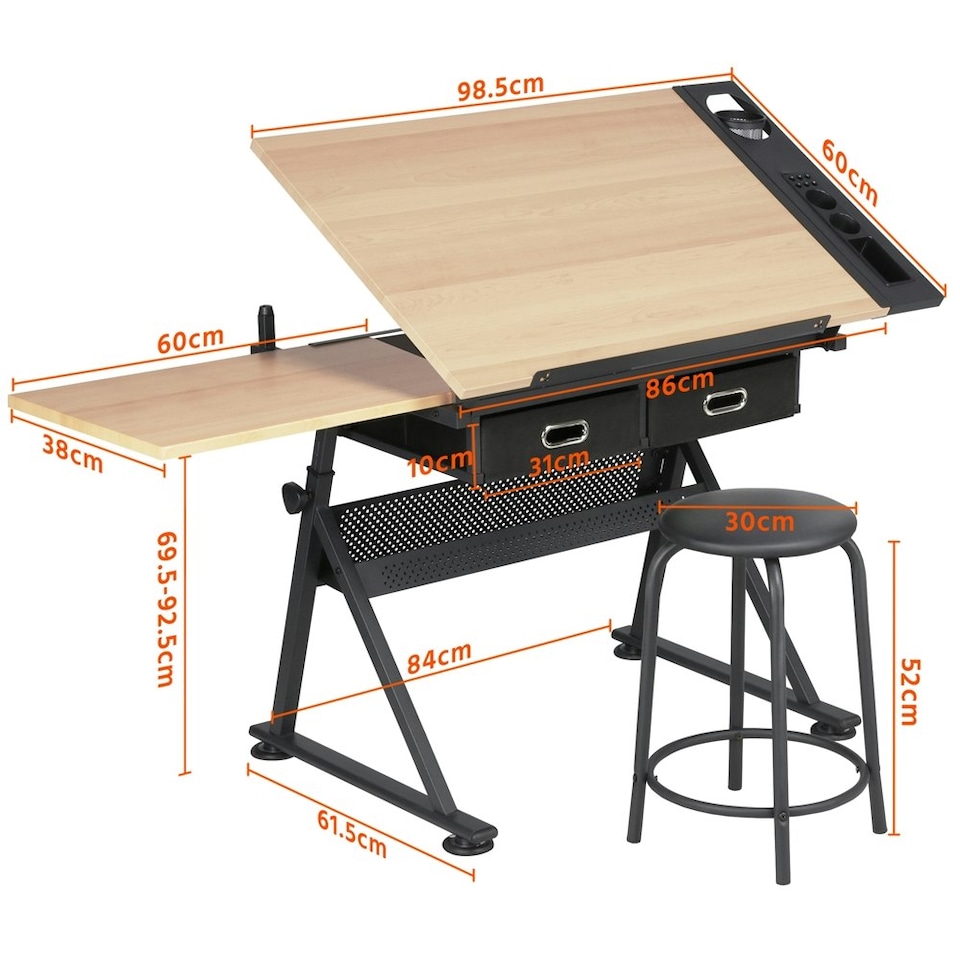 image 1 of Yaheetech Drawing Table & Stool Set