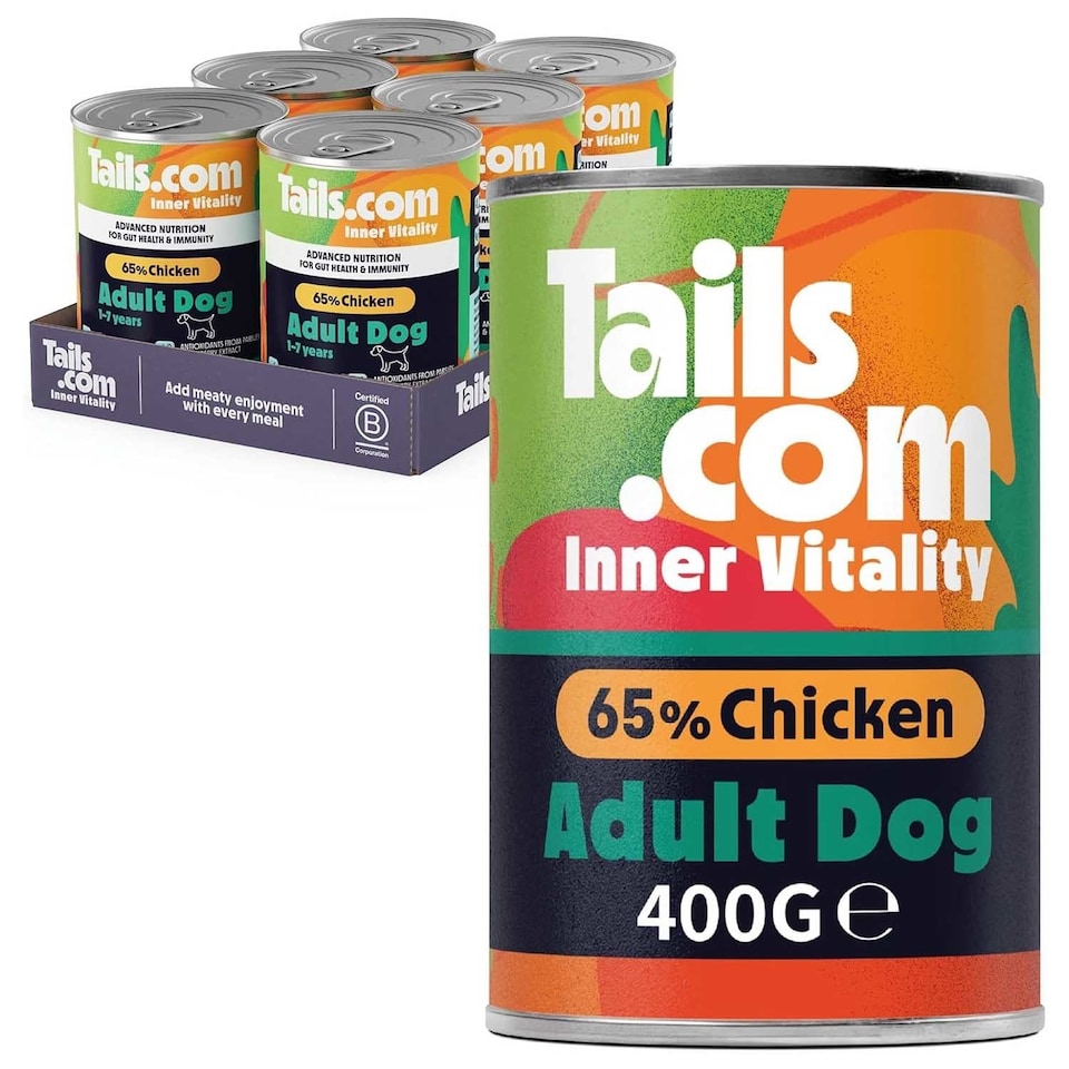 image 1 of Tails.com Inner Vitality Wet Dog Food Can Adult Chicken 6 x 400g