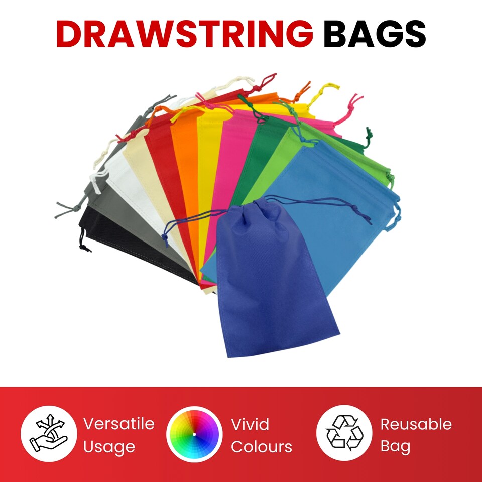 image 1 of Pack of 25 Dark Green Coloured 12x9cm Non-Woven Drawstring Bags | Green