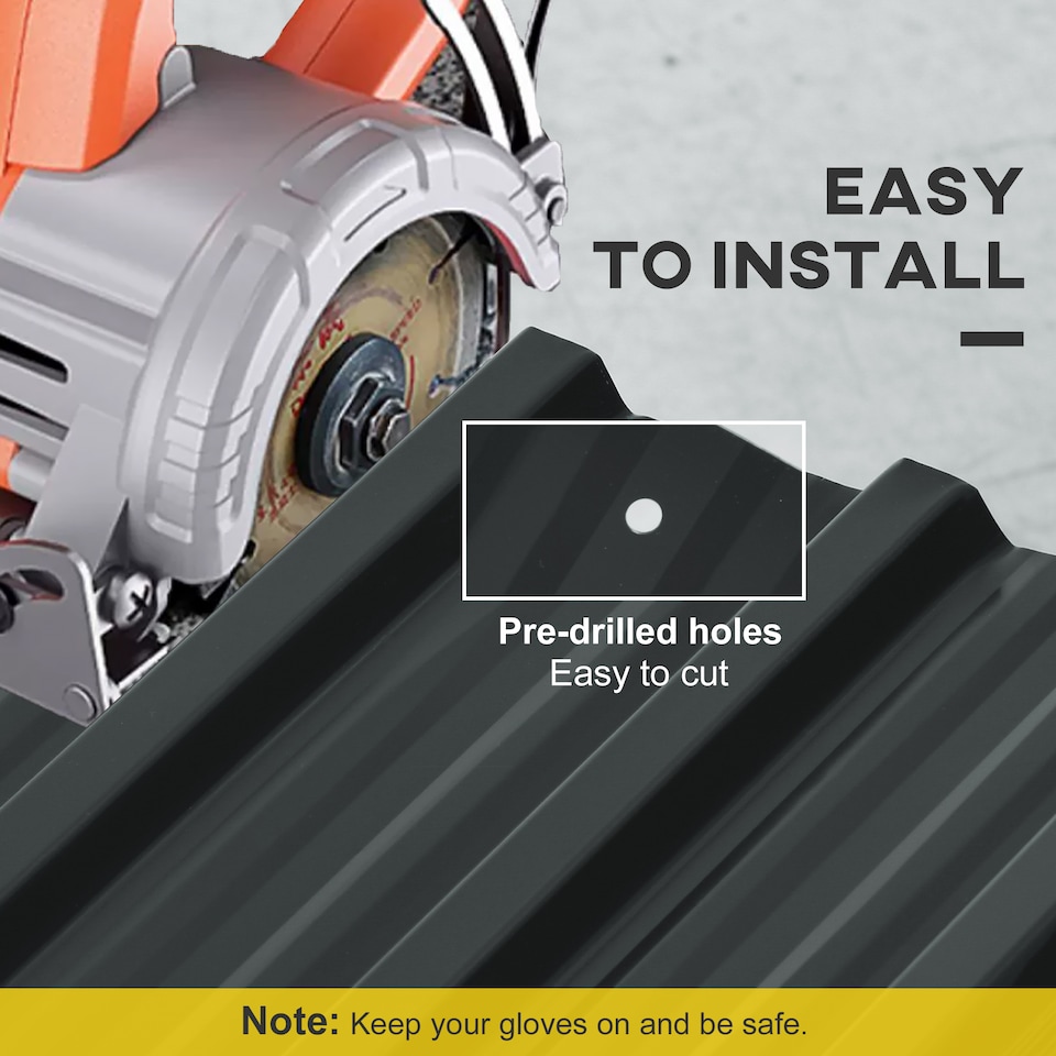 image 1 of Outsunny Corrugated Roofing Sheets, Pack of 12, Galvanised Metal Roofing Sheets for Greenhouse, Garage, Storage Shed, Carport, 129 x 45cm, Dark Grey