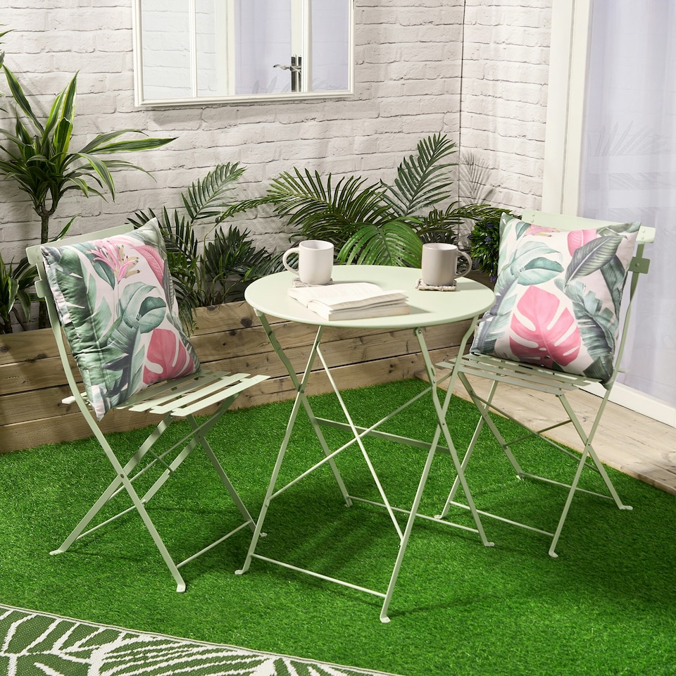 image 1 of OHS 4 x Tropical Print Outdoor Garden Patio Deck Chair Soft Waterproof Cushion Covers Green