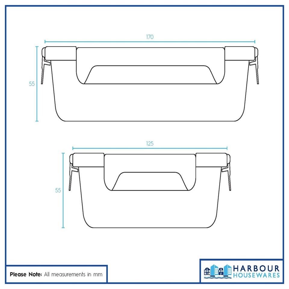 image 1 of Harbour Housewares Glass Food Storage Container with Lid - 640ml