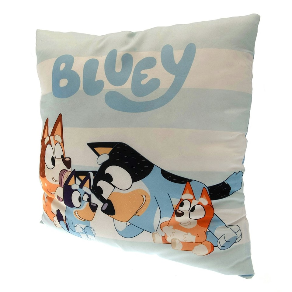 image 1 of Bluey Stripe Filled Cushion - White/Blue - One Size