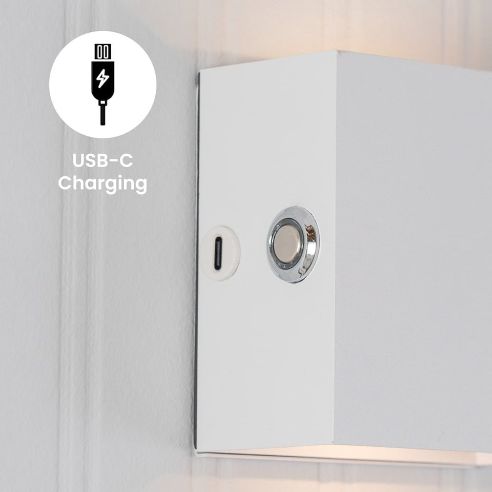 image 1 of ValueLights Marx Pair of White Magnetic Wall Lights Touch Lamp | White