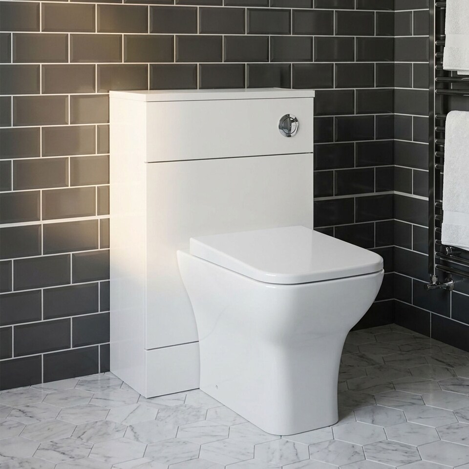 image 1 of Balterley Alrewas Contemporary Floor Standing WC Unit with Coordinating Worktop, Gloss White, 500mm