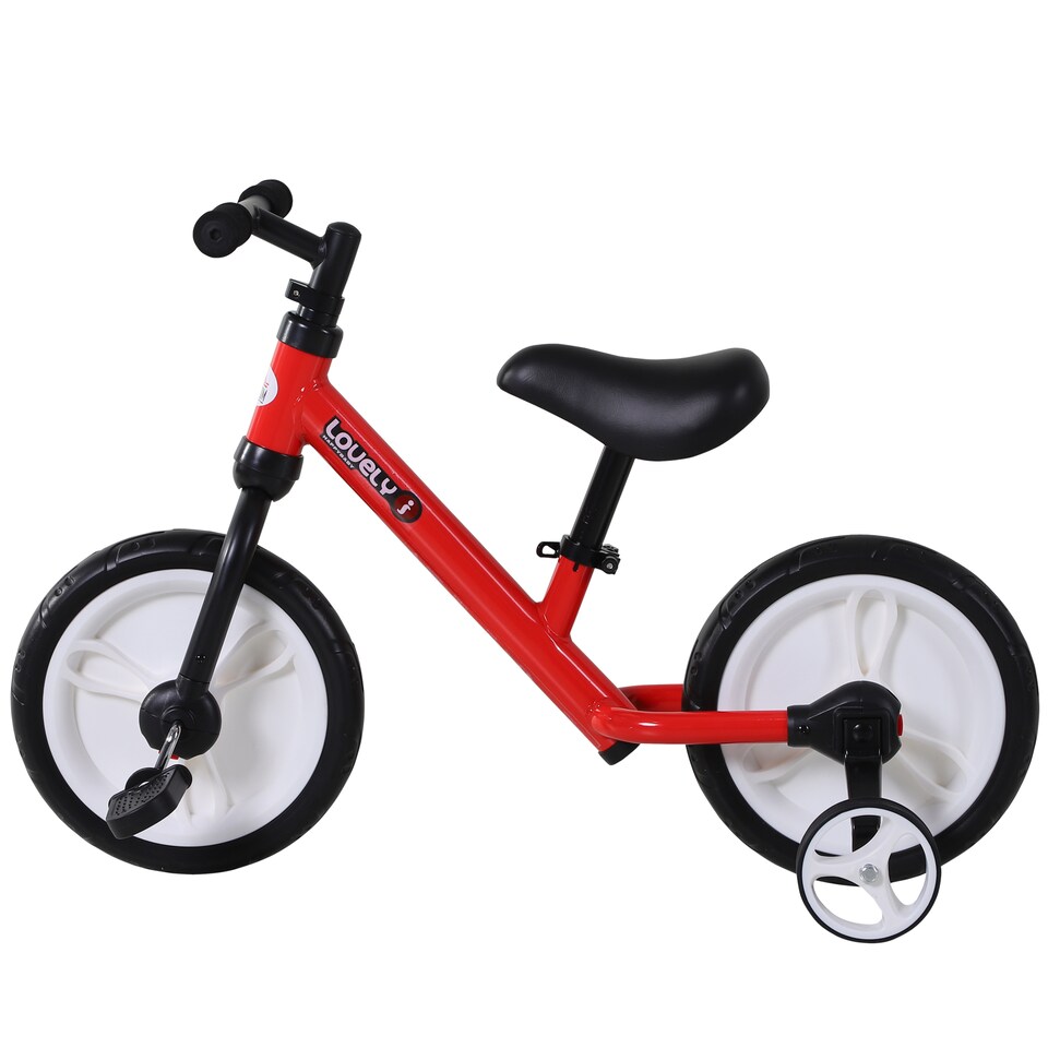 image 1 of HOMCOM 11 Inch Kids Balance Bike Training Pedal Bicycle With Removable Stabilizers EVA Tyres Adjustable Seat Height 2 to 5 Years Gift for Boys Girls Red