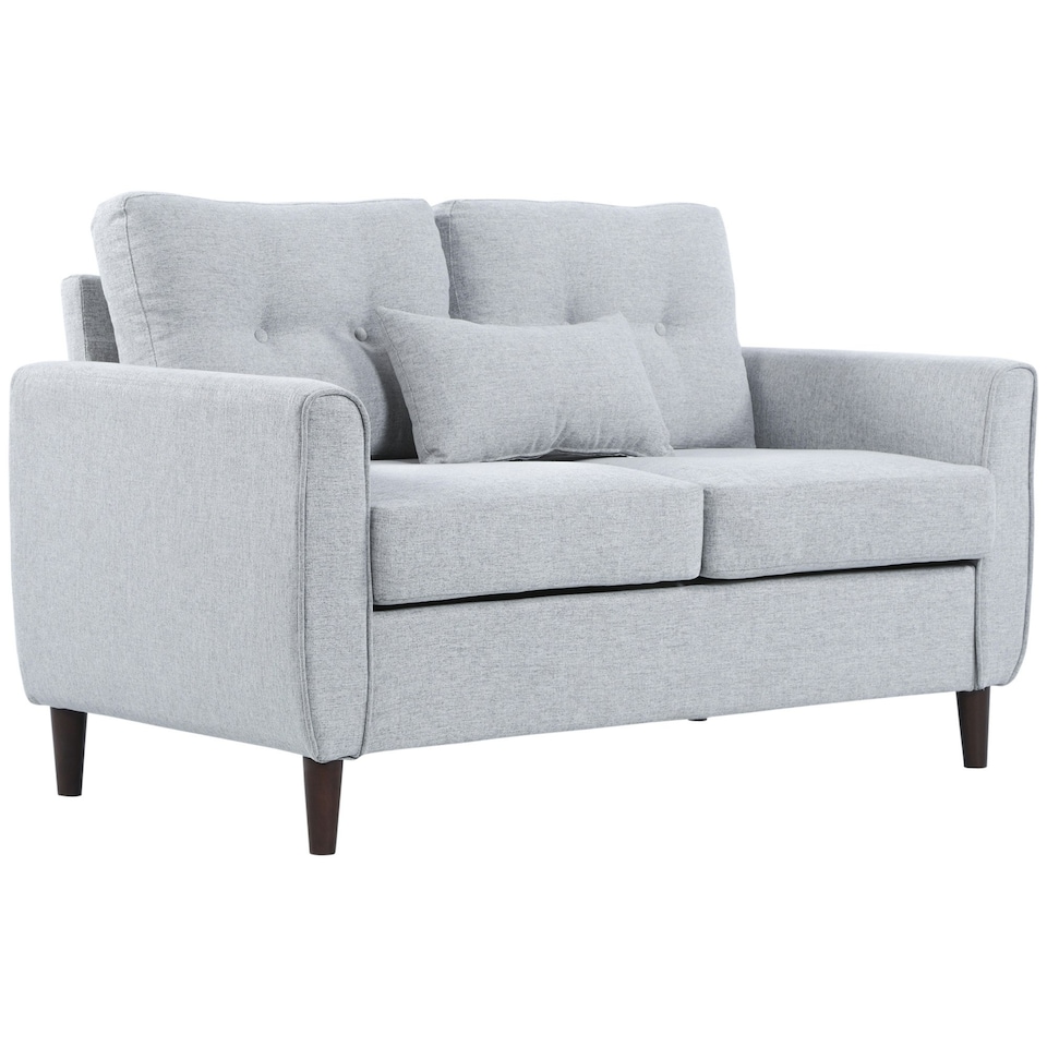image 1 of HOMCOM Modern Chic Loveseat with Armrest Spring Padding, Light Grey