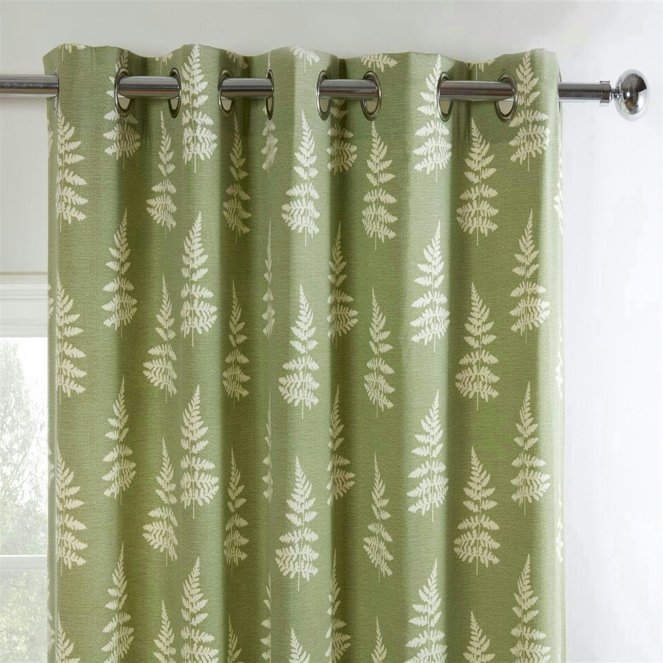 image 1 of Esher Eyelet Curtains - Green - 168cm x 183cm