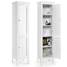 COSTWAY 5-Tier Bathroom Tall Cabinet Storage Organizer Cupboard White