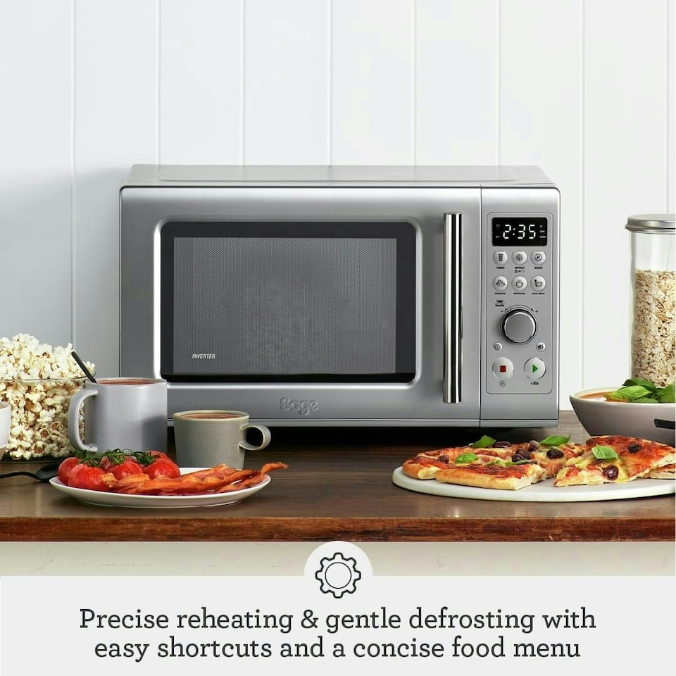 image 1 of Sage The Compact Wave Soft Close Microwave, Silver