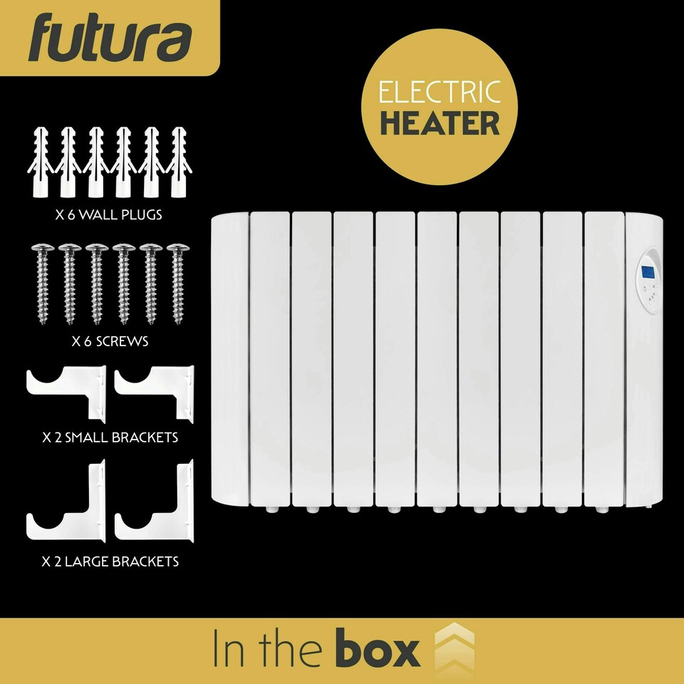 image 1 of Futura 1800W Electric Oil Filled Wall Radiator White
