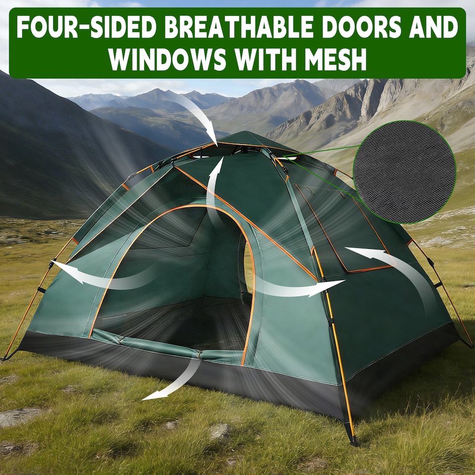 image 1 of Waterproof & Windproof Backpacking Green Tent for 1-2 People
