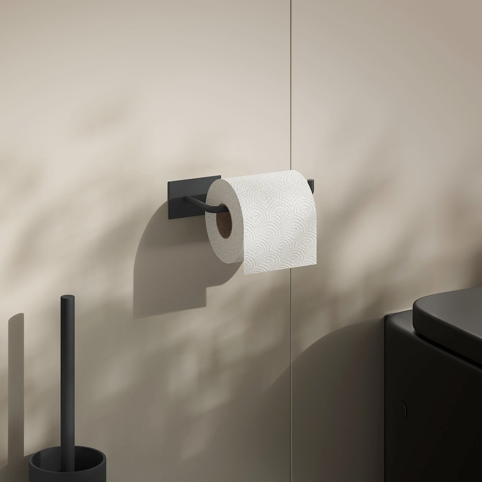 image 1 of BESLAGSBODEN Black Self Adhesive Bathroom Toilet Roll Holder