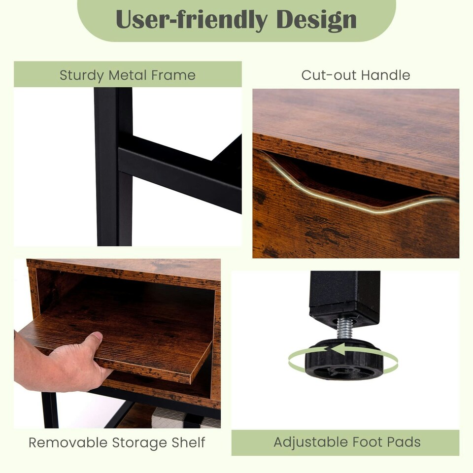 image 1 of COSTWAY Lift Top Coffee Table w/ Storage Shelf Coffee Brown