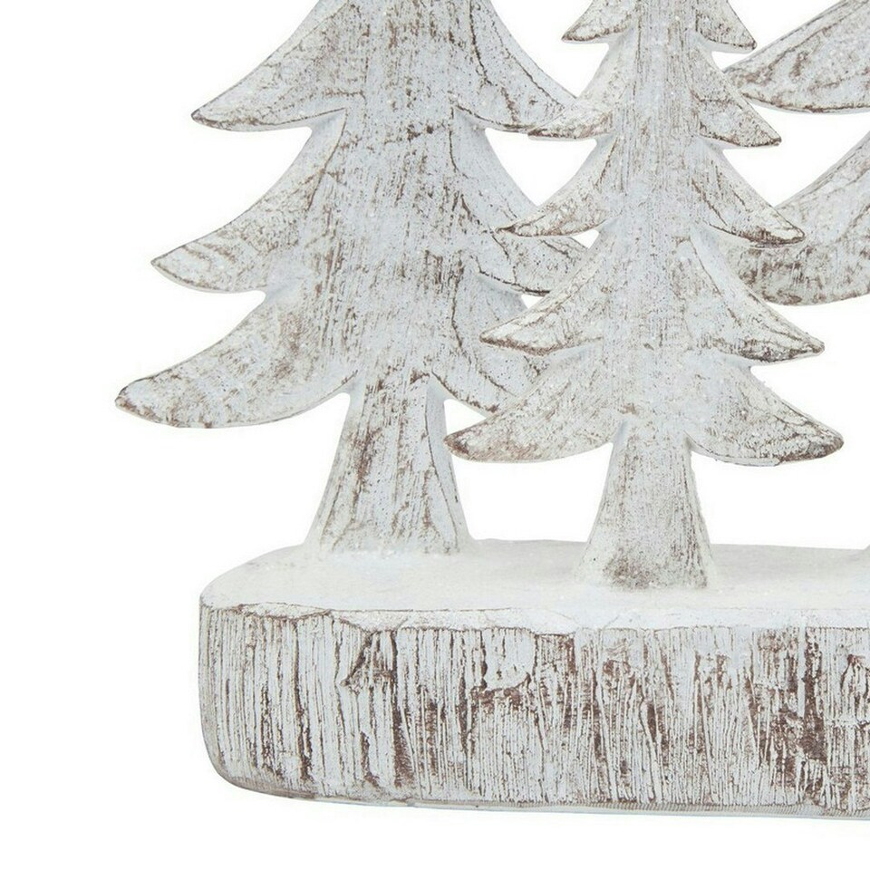 image 1 of Small Three Snowy Pine Tree Sculpture - Resin - L5 x W13 x H26 cm - White