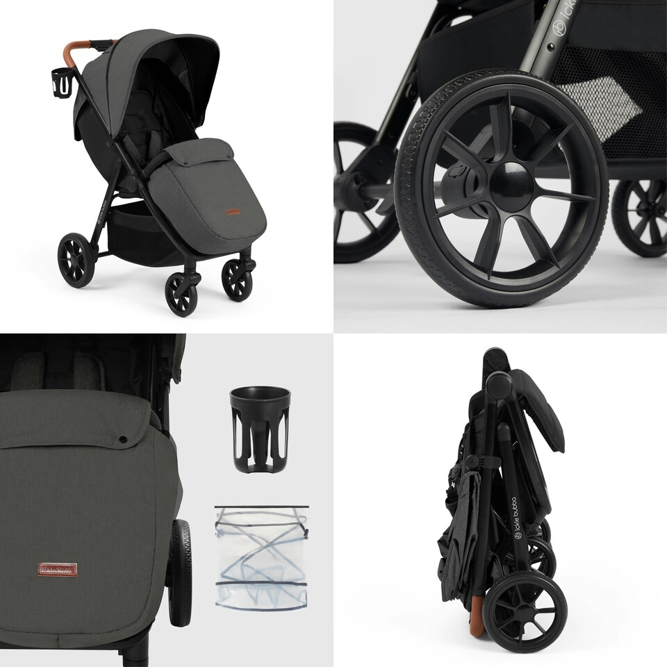 image 1 of Stomp Stride Max Stroller - from Birth to 22kg, Extra-Large Seat, Multi-Terrain Wheels, Raincover, Footwarmer, Cupholder & UPF 50+ Hood (Charcoal Grey)