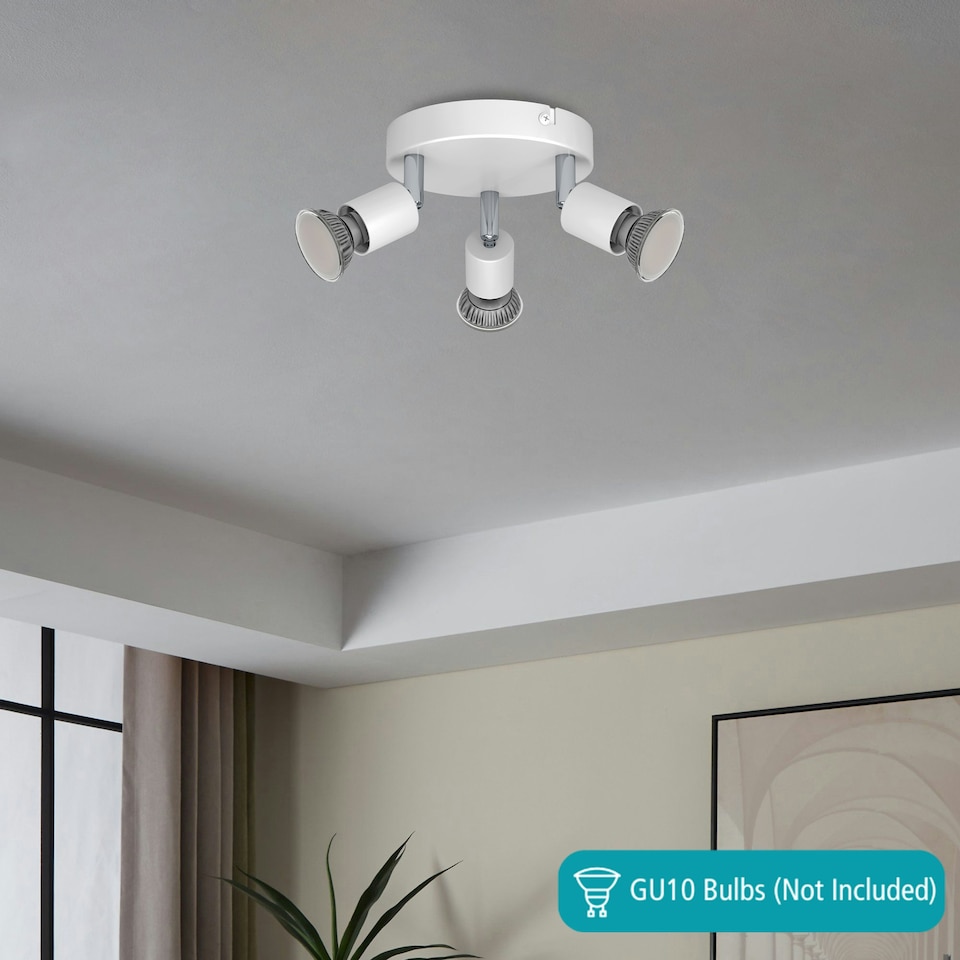 image 1 of EGLO Basic Stecci-E White Plastic Eco-Friendly 3-Light Spotlight