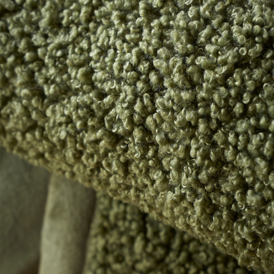 image 1 of Catherine Lansfield So Soft Velvet Boucle Blanket Throw | Green | Olive Green