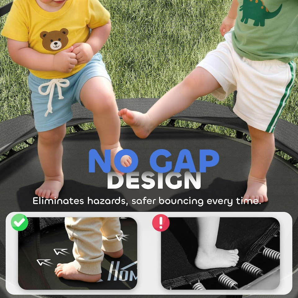image 1 of HOMCOM 4.6FT Kids Trampoline with Safety Enclosure for Ages 3-10 Years Black