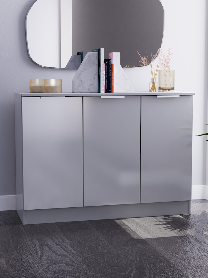 image 1 of Dover 3 Door Sideboard in Uniform Grey & Dusk Grey (Ready Assembled) | Grey | Uniform Grey & Dusk Grey