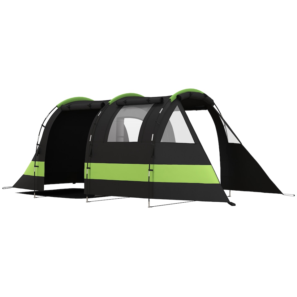 image 1 of Outsunny Blackout Camping Tent with Bedroom & Living Room for 4-5 Person, Black