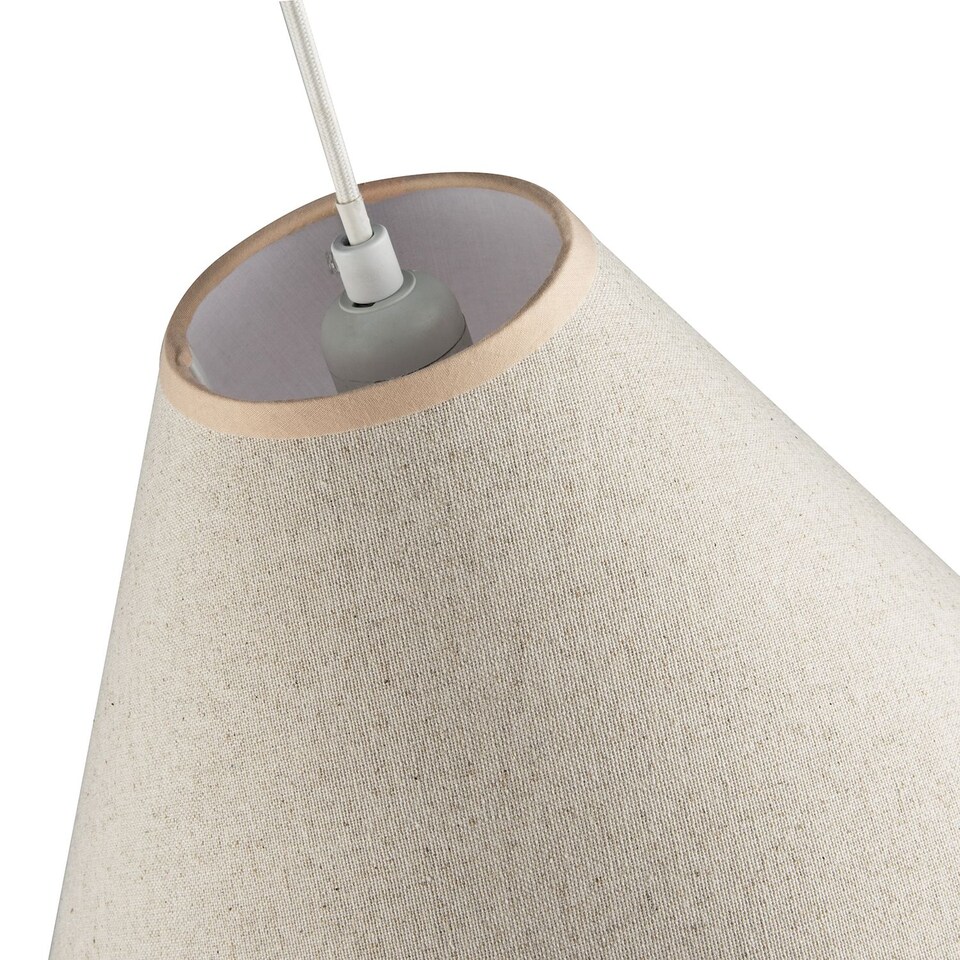 image 1 of Scallop Edge Natural Textured Linen Coolie Lamp Shade with Pink Trims | Pink | Pink | 1