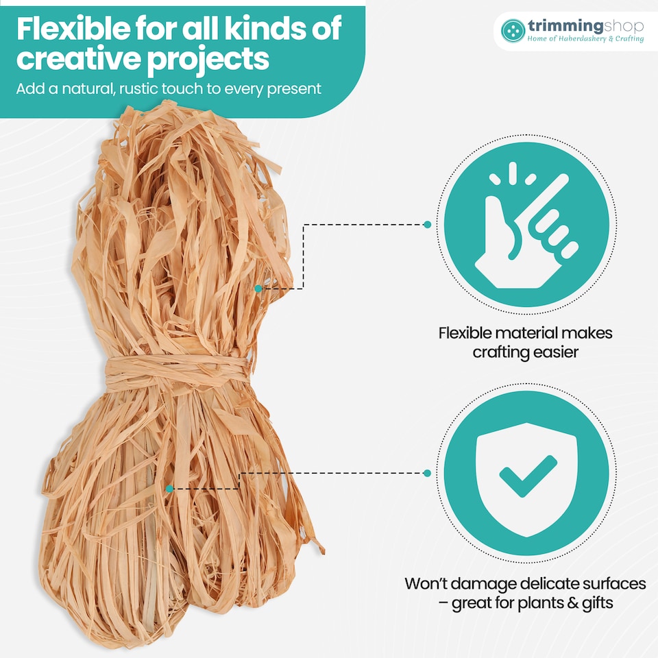 image 1 of 50gms Thick Natural Raffia Ribbon Bundles for Gift Wrapping