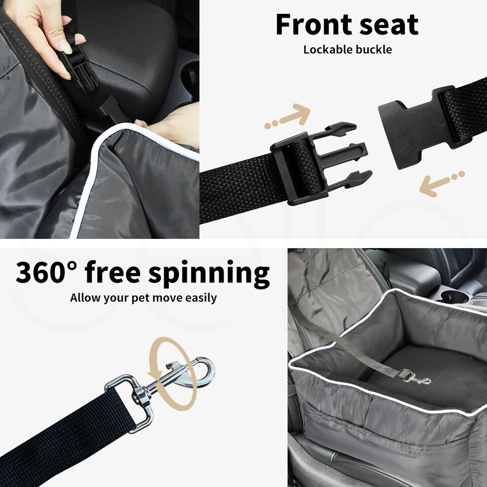 image 1 of Skylos Dog Car Booster Seat Pet Backrest Safe Protector Waterproof Travel Bed