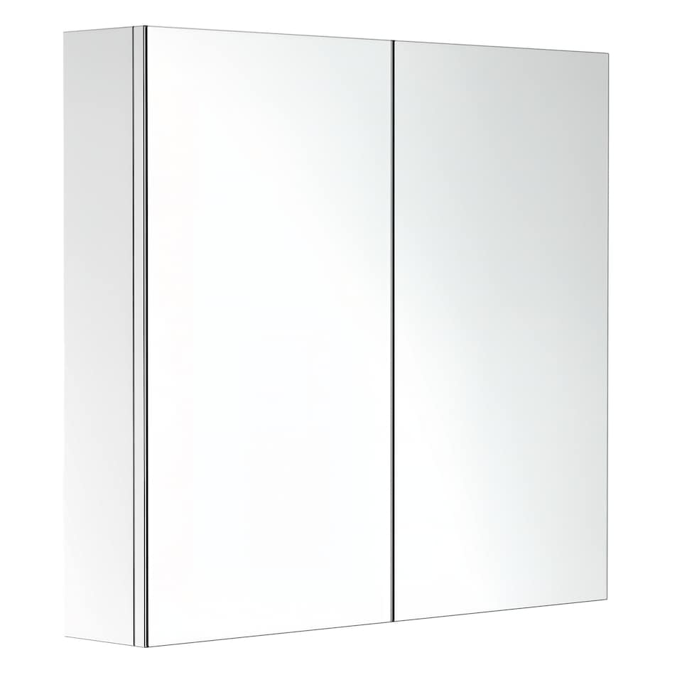 image 1 of HOMCOM Bathroom Mirror Cabinet, Stainless Steel Wall Mounted  Bathroom Storage Cabinet with Double Doors, 60x55cm