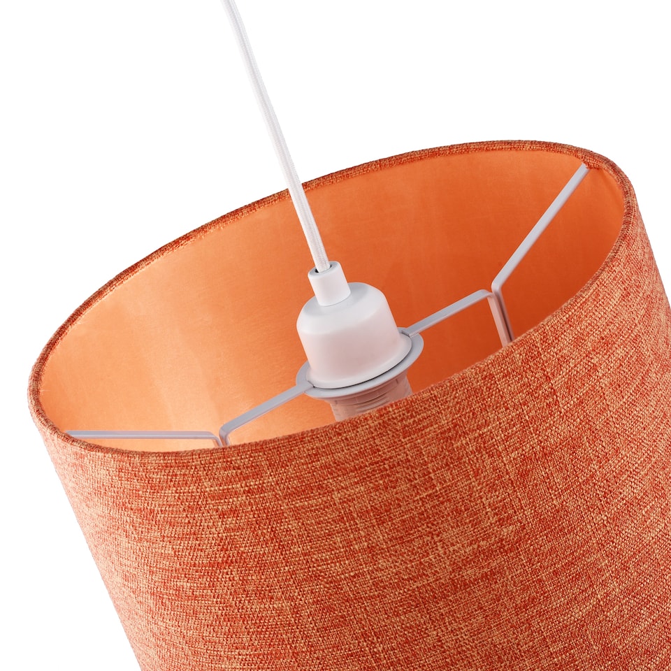 image 1 of Contemporary and Sleek Orange Natural Linen Fabric Drum Lamp Shade 60w Max | Orange | 12"