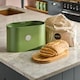 image 2 of Cooks Professional Ribbed Bread Bin, Linen Bag & Bamboo Board Set with Silver Label | Green | Green & Silver | 1
